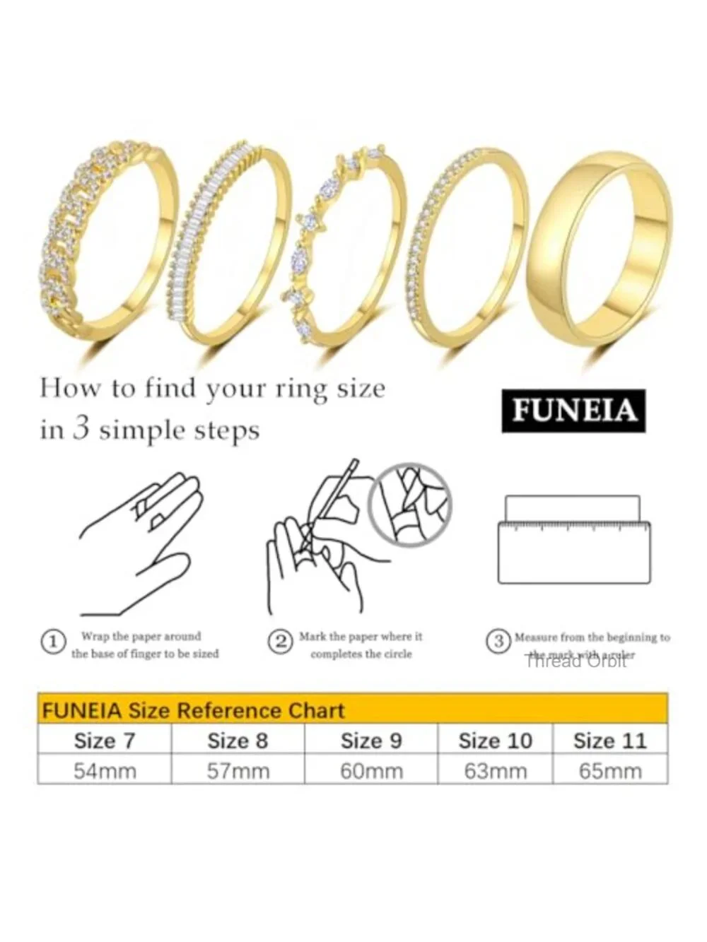 14K Gold Plated Stacking Cubic Zirconia Rings Set Dainty Statement
